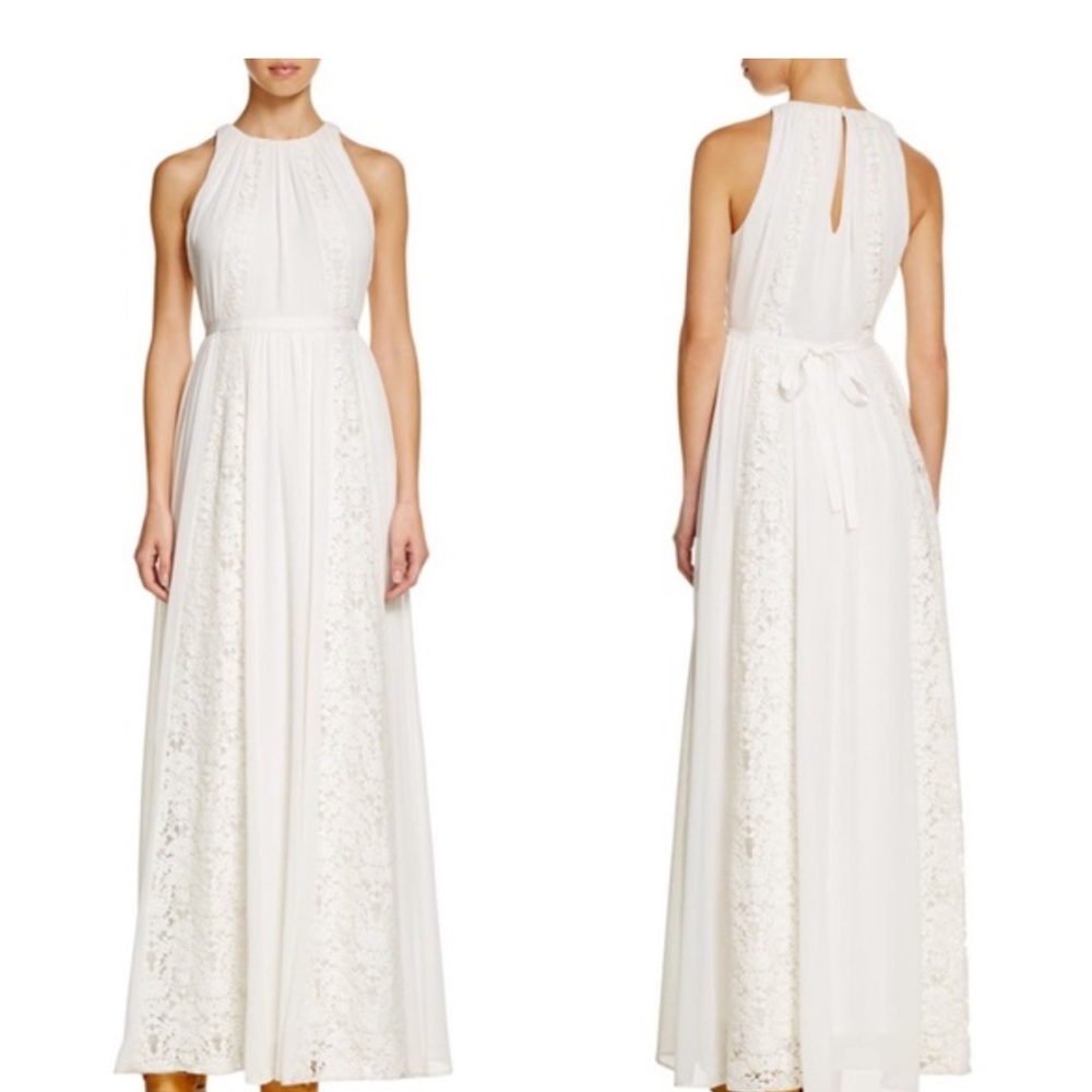 Elegant White Lace Halter Maxi Dress